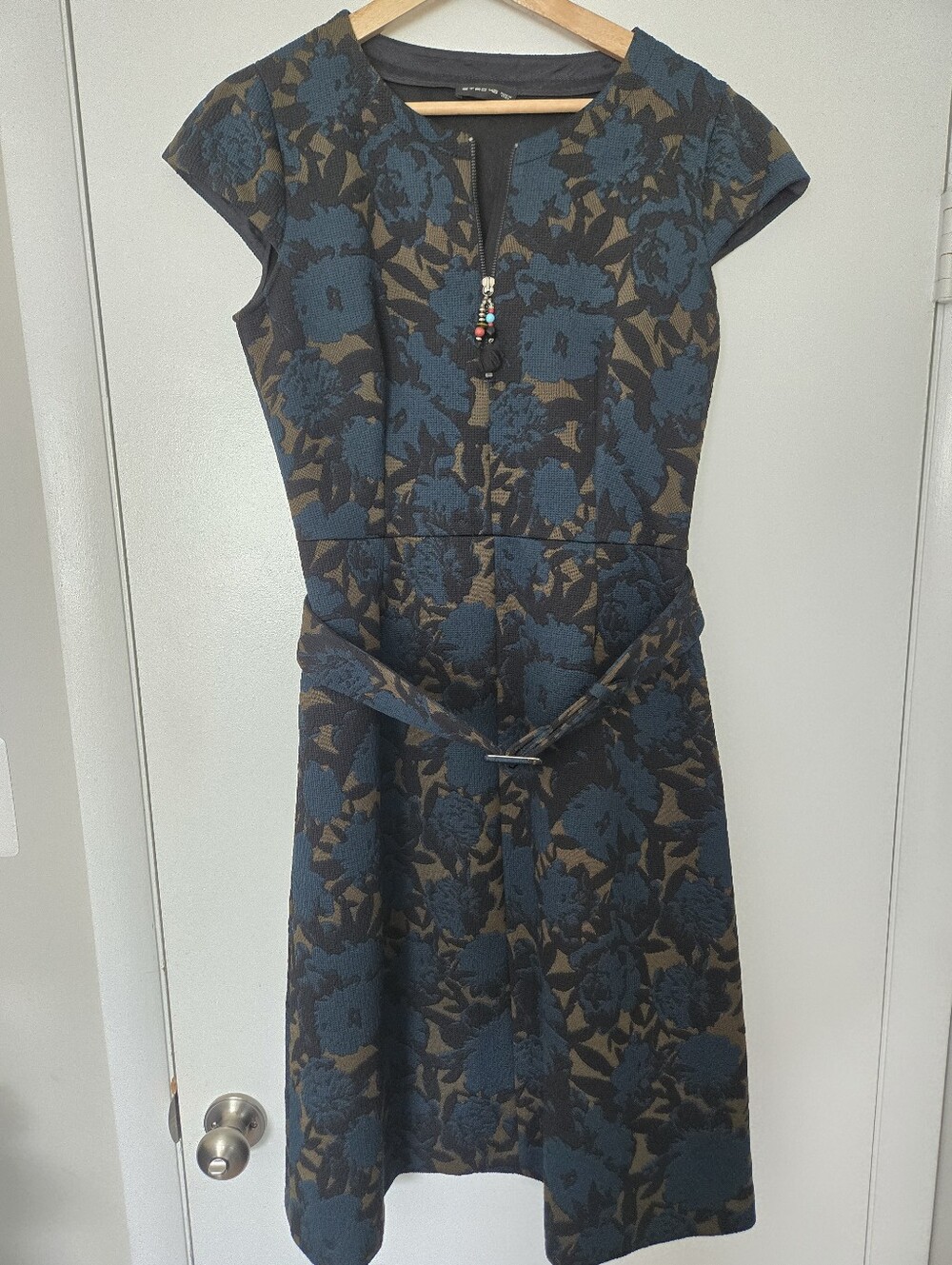 Etro Belted Brocade A-line Midi Dress Size L 48